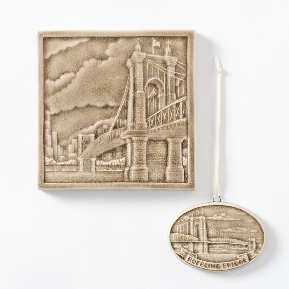 Roebling Bridge Bundle, Tile + Ornament | Merino