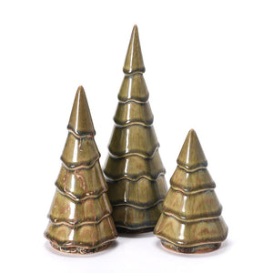 Ceramic Holiday Tree Trio, Winter Melon