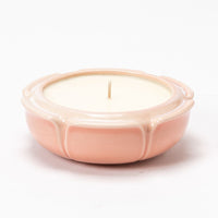 Large Flower Dish Candle, Deco Pink