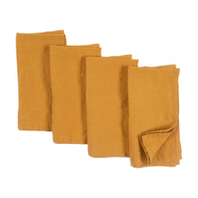 Load image into Gallery viewer, Stone Washed Linen Napkins Ochre, Set of 4
