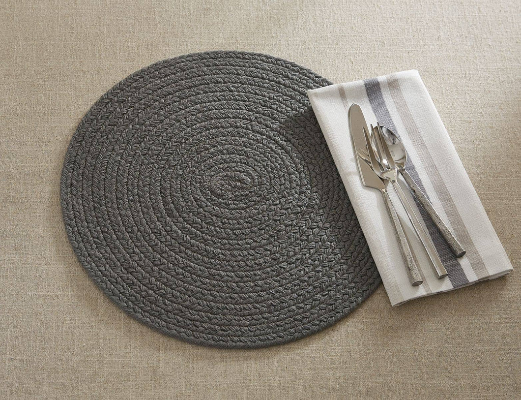 Essex  Round Placemat, Charcoal