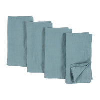 Stone Washed Linen Napkins Light Blue, Set of 4