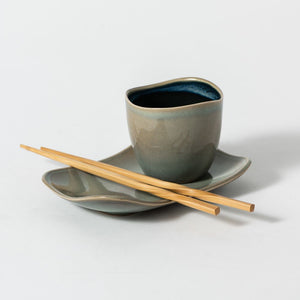 Riverstone Cup & Plate Set- Seafoam