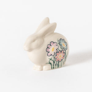 Grove Bunny Figurine - Hand Painted Spring Flowers