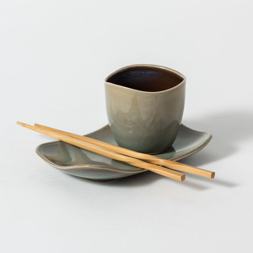 Riverstone Cup & Plate Set- Seafoam